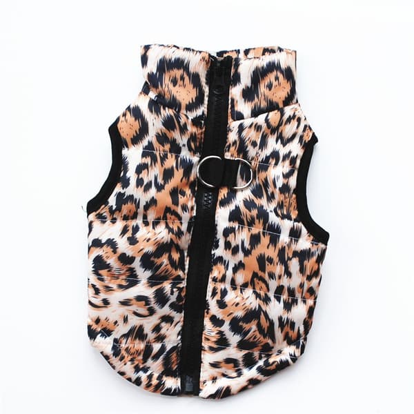 Vinterhundjacka i bomull, tjock vadderad husdjursjacka, dragspänne, varma hundkläder Brown M 66g leopard print