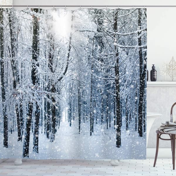 Vinter Snöskog Duschdraperi, 180x180cm, Polyestertyg Badrumsinredning