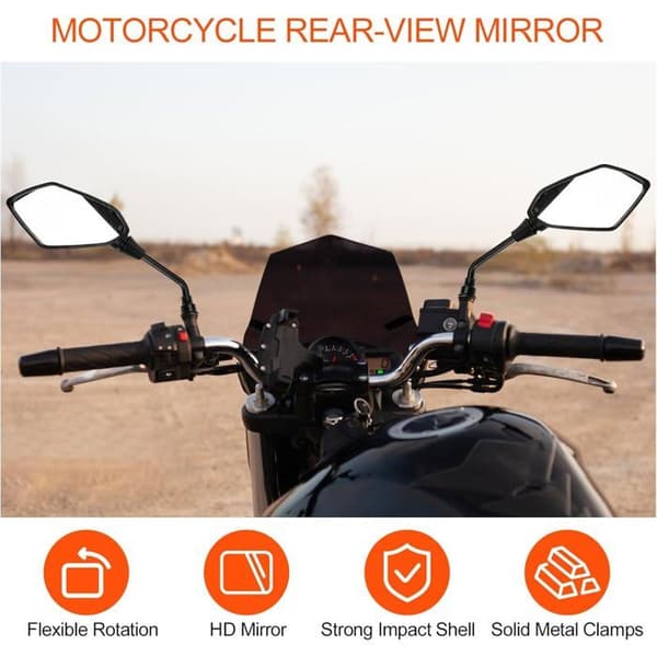 Par universella 360° justerbara motorcykelstyre-ändsidospeglar