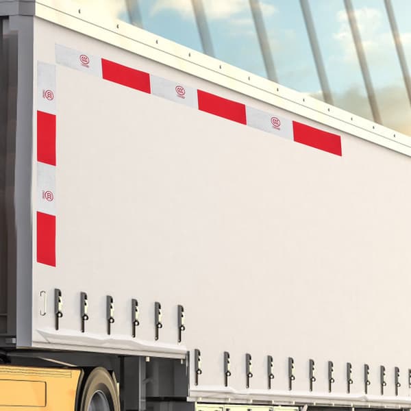 Reflextejp för fordon, röd & vit, 5 cm x 45 m, vattentät, bikakemönster, säkerhet för bil, lastbil och husbil