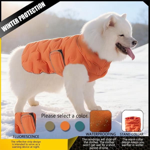 Vinterhundejakke, varm dunjakke til mellemstore og store hunde, vindtæt, polyester, sort Red XL-Dz310