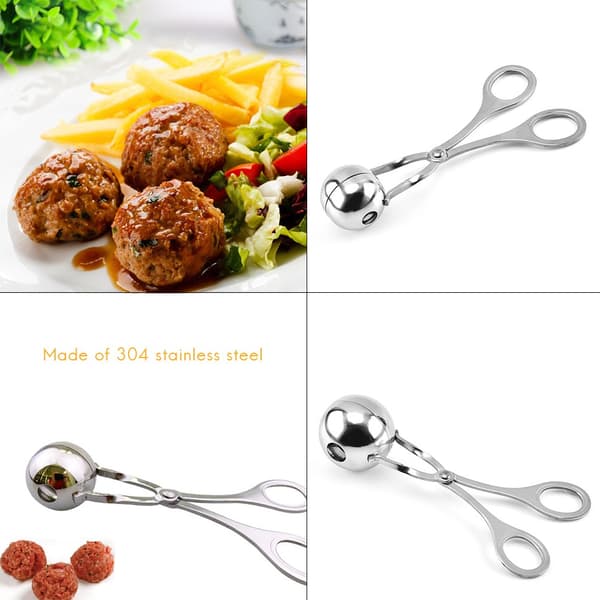Köttbullsformare i rostfritt stål, 2-pack, non-stick kulformare tänger