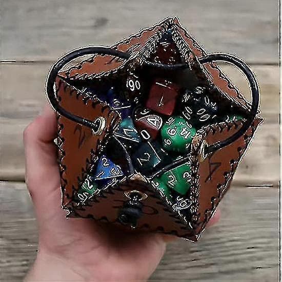 Snøre Læder Dnd Terningepose, RPG Terningepose Multi Row Organizer Gaming Terningepose