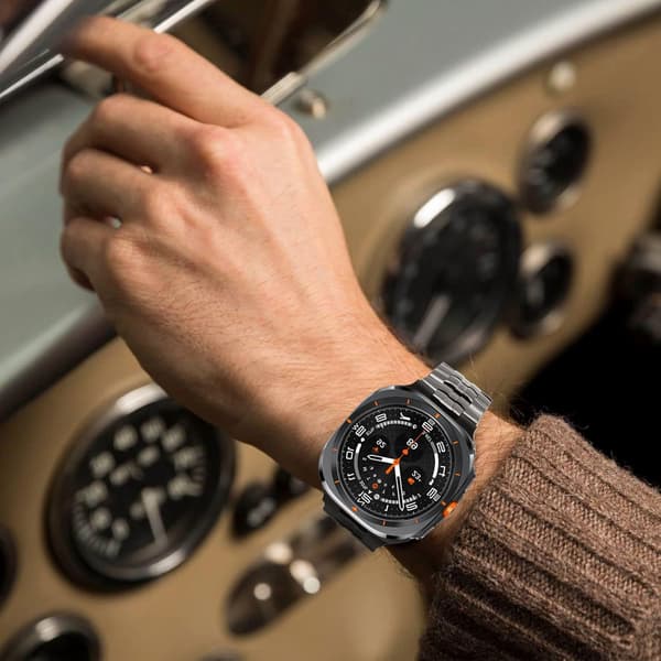 Titaniumrem til Samsung Watch 7 Ultra 47mm, rustfrit stål, justerbar, sølv sort