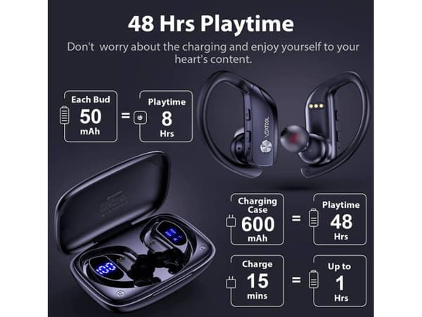 In-ear Bluetooth-hodetelefoner med mikrofon, støydempende, svart.-Dugt black