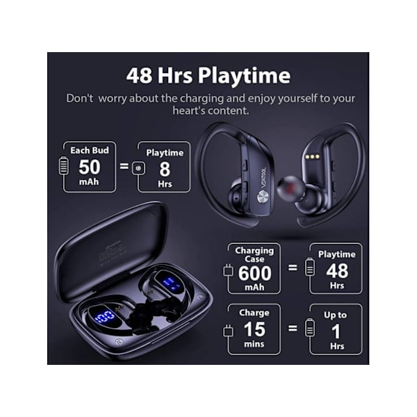 In-ear Bluetooth-hovedtelefoner med mikrofon, støjreducerende, sort.-Dugt black