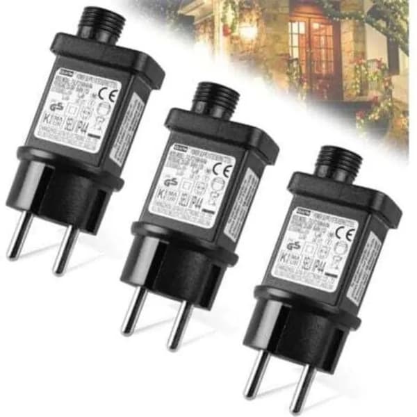 31V 6W LED-transformator med timer, IP44 vanntett, minnefunksjon, 3-delt blinkende plugg