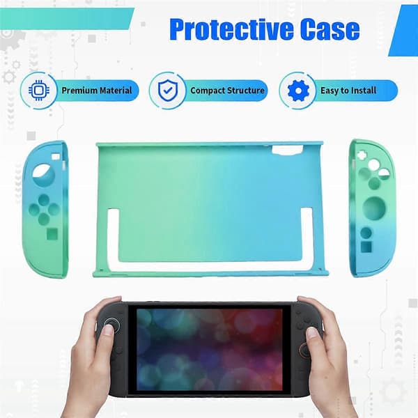 Skyddsfodral för Switch2, dockningsbart, delad typ, stöttåligt skal för Switch2 A Blue Green