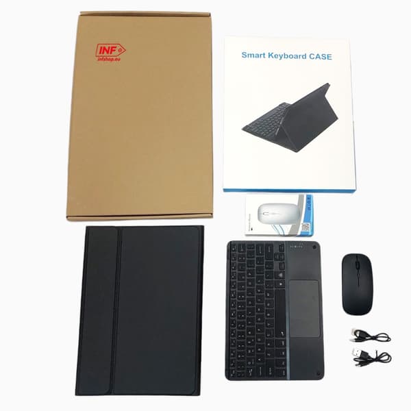 Bluetooth-tastatur og -mus til Samsung Galaxy Tab S7+/S8+/S7FE 12,4\", sort, beskyttelsesetui
