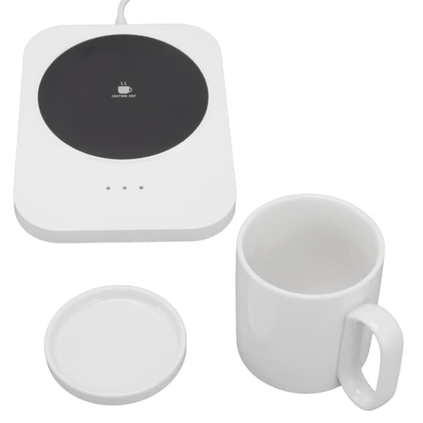 USB Koppvarmer, 3-Temperaturkontroll, Varmeunderlag for Kaffe Melk, Isolasjon, Hvit