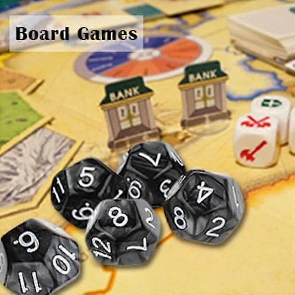 4x 10 stk. Sæbede Terninger D12 Spil D&d Rpg Festspil Terninger Sort - Perfekt