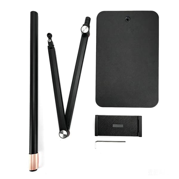Dobbelt justerbar arm gulvstativ til tablet og telefon, 4,6-12,9\", kraftig, sort