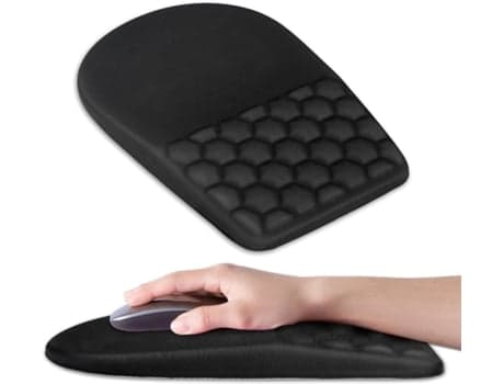 Ergonomisk musematte med håndleddsstøtte, sklisikker PU-base, svart skrivebordsmusematte.