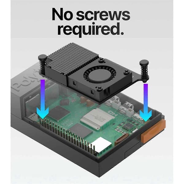 Fodral för Raspberry Pi 5 med aktiv kylare, förbättrad skyddsdesign, enkel montering Black
