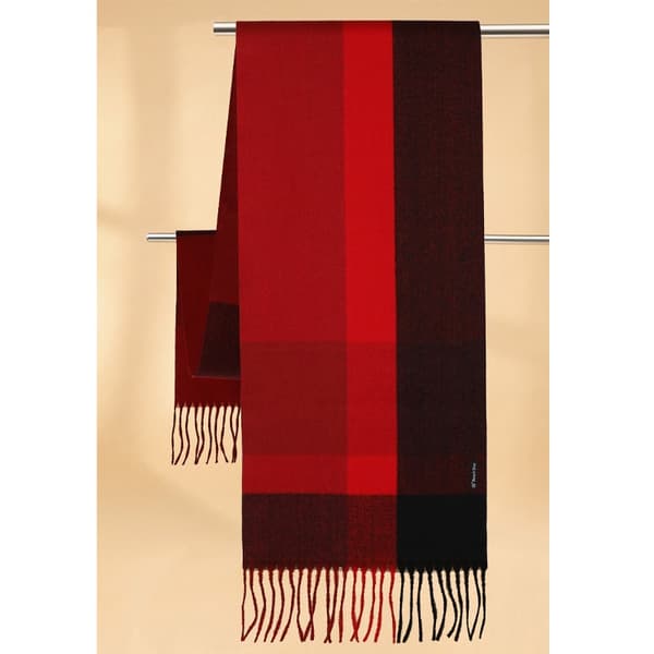 Rødt Ternet Tørklæde, Varmt Vintertilbehør, Blød Polyester, 200 cm Langt