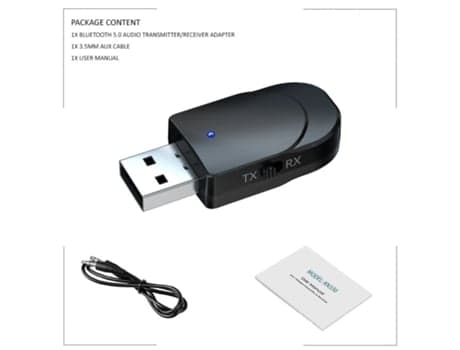 Bluetooth 5.0 Mini Stereo Audio Transmitter/Receiver med 3.5mm USB-stik til TV/PC, Bilsæt, Trådløs Adapter, Sort