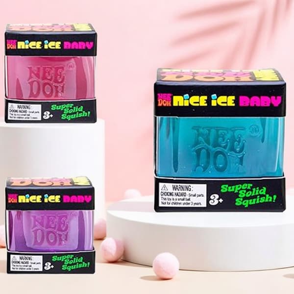 Isbit-stil Maltsukker Sakte Stigende Klemmeleke for Sensorisk Håndlek Blue Box Ice Cube