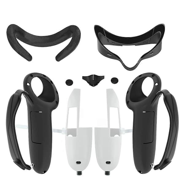 Silikonecover til Quest 3S-controller, komfortabelt ansigtsinterface-beslag-kombisæt til Meta Quest 3S VR-tilbehør Black