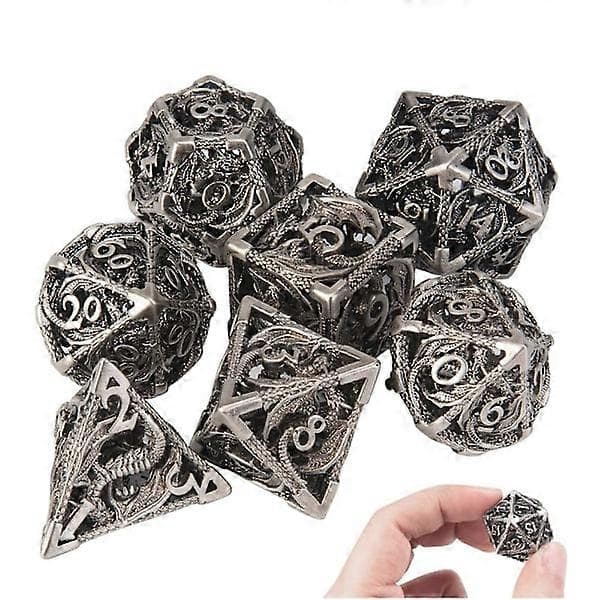 Hål Metall D&D Tärningar, Steampunk Polyhedral Tärningsset 7 Delar