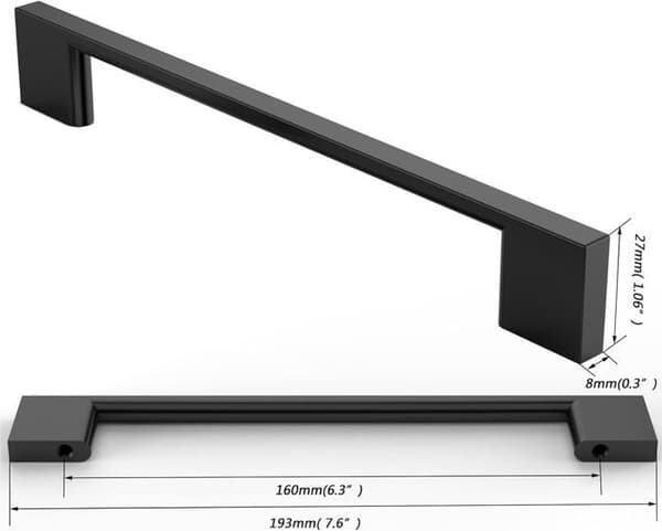 Pakke med 2 sorte børstede møbelgreb, 160 mm hulafstand