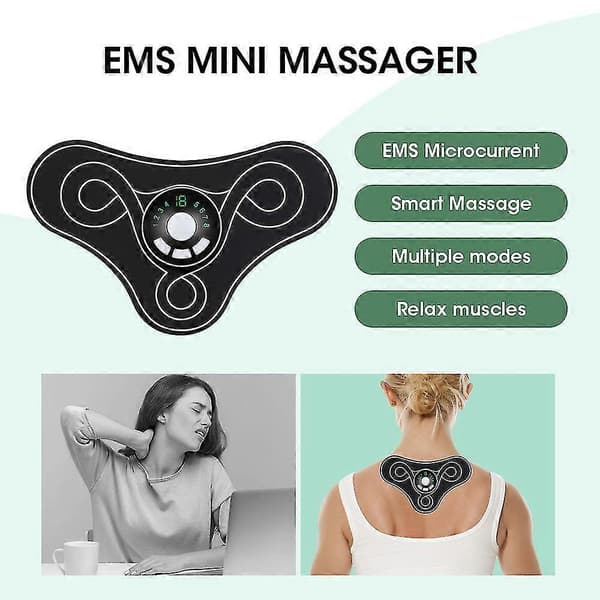 Smart Massager Multifunktionel, EMS Microcurrent Mini Massager til lymfefrigørelse, smertelindring, abdominal muskel.