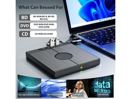 1-i-1 Multifunktionel Ekstern DVD/CD-drev Optisk Diskbrænder Læser/Skriver Dockingstation Cuich