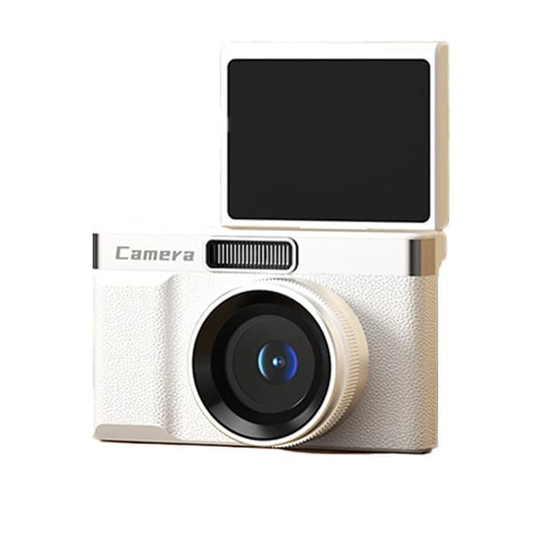 Retro digitalkamera, vit, dubbla objektiv, 5x optisk zoom, 2,4\" LCD-skärm, hög pixel White