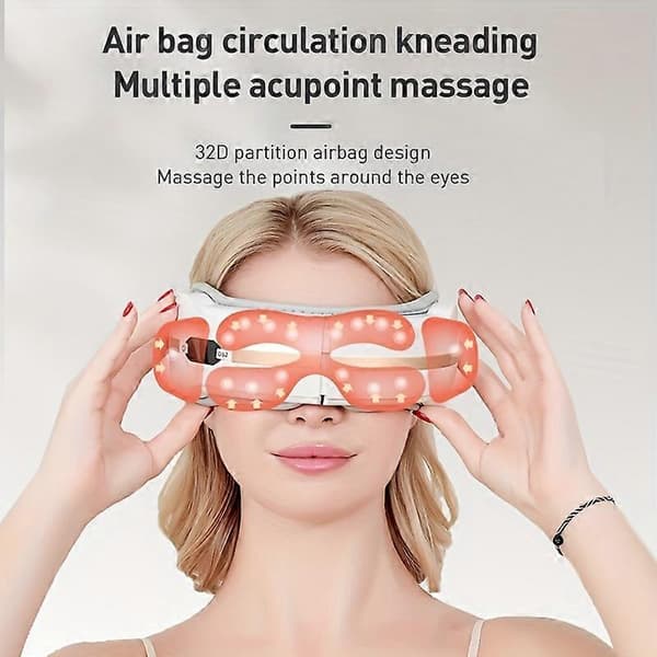 Ögonmassagerare Lufttrycksvibration ögonmassagerare Bluetooth varm kompress ögonskydd White