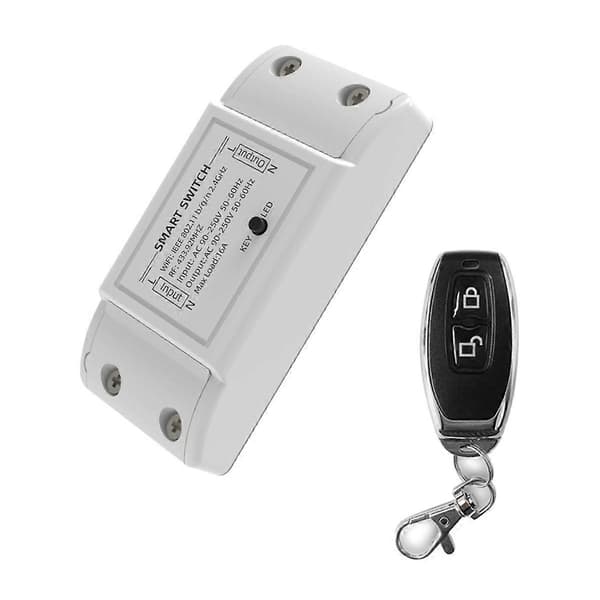 WiFi+433MHz Switch Smart Hemautomation Relämodul med 433MHz Fjärrkontroll Stöder APP Röststyrning White