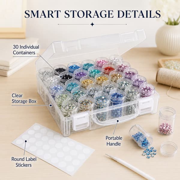 Diamantmaleri Opbevaringsbeholdere, 30 Gitre Perle Organizer Boks, Klar Plast, Bærbar, 1 Pakke