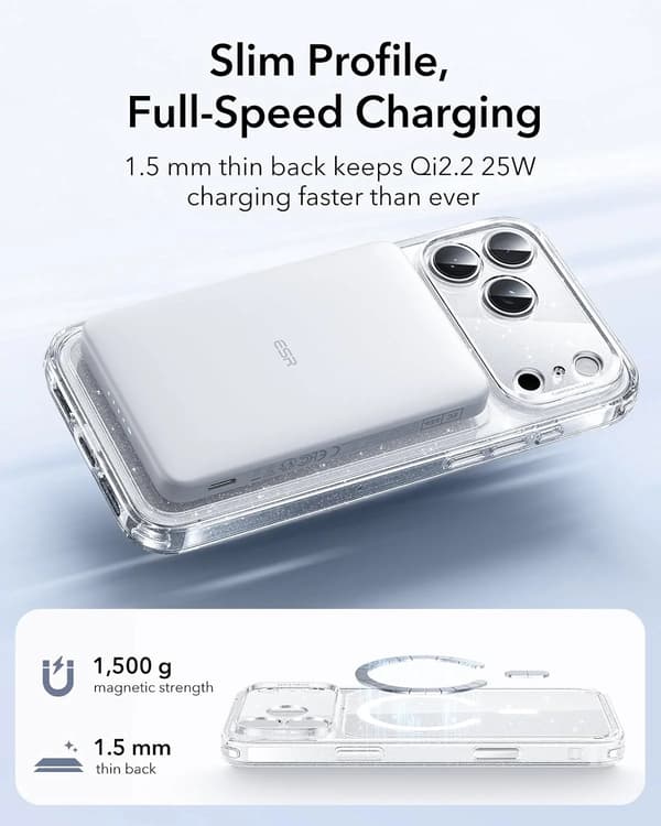 B-Clear Shimmer iPhone 17 Pro-deksel - Kamerakontroll, MagSafe-kompatibelt TPU-deksel