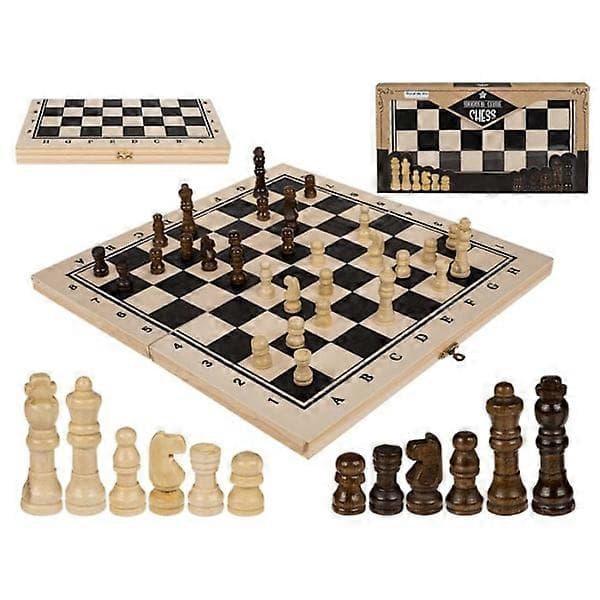 Schackset i trä / Schack - Brädspel / Brädspel - 34 cm Trä
