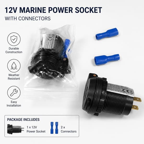 12V/24V billader QC3.0 dobbel USB, vanntett deksel, svart