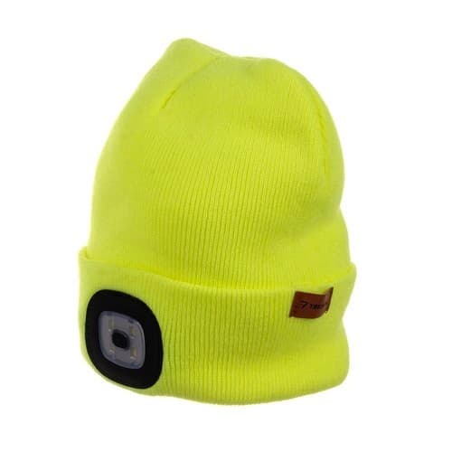 LED-lue med USB-oppladbart lys, neongul, unisex vinterlue, 3 lysmoduser