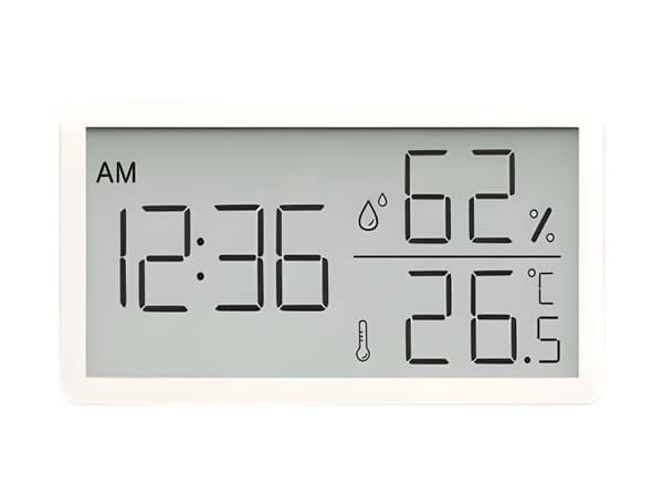 Digital termometer hygrometer med klocka, LCD-display, inomhustemperatur- och luftfuktighetsmätare
