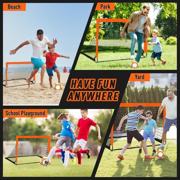 Bærbart foldbart fodboldmål til børnetræning og kampe - Orange/Sort/Blå-Dugt Black Single Pack