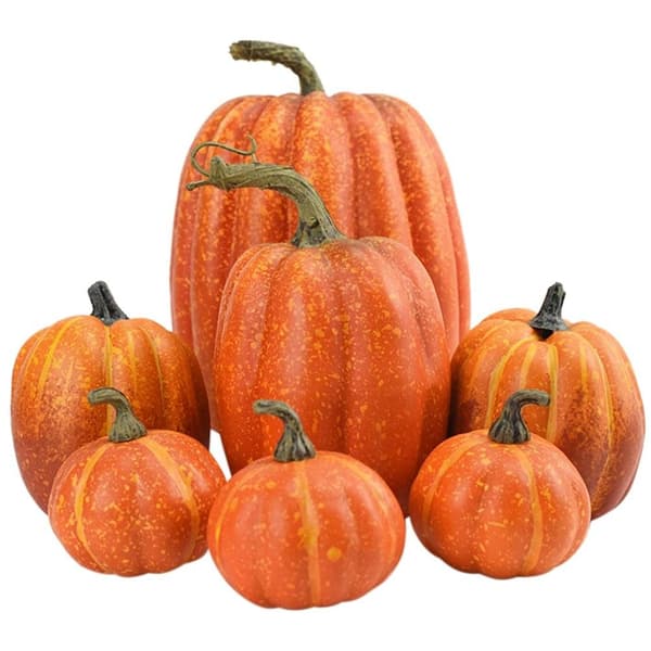 7 STK Kunstige Gresskarpynt, Simuleringsgresskar til Thanksgiving Halloween Bord Hjem