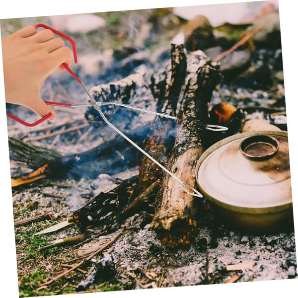 Set med 5 trätänger för öppen spis, grill, camping, eldstad utomhus