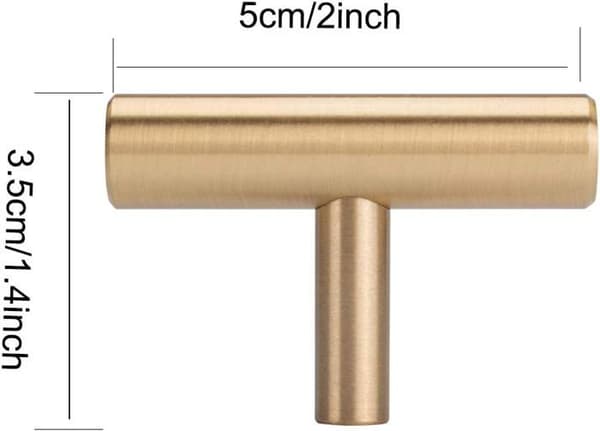 10-pack guld mässing skåp- och lådknoppar, 5 cm
