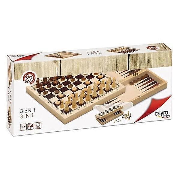 Cayro - Schack, Dam och Backgammon Beige, Vit och Brun