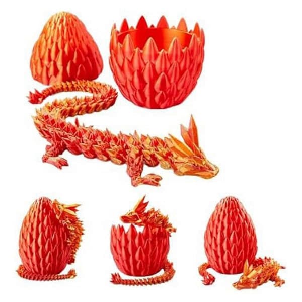 Drageegg, påskeegg, 30 cm drageleke, drageegg med drage inni, 3D-printet drage Red