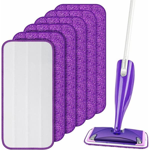 6-pack återanvändbara Flash Powermop mopprefiller, maskintvättbara mikrofiberdynor