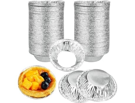 250 Stykker Engangsform i Folie til Terte, Form til Eggterte, Non-stick Aluminium Folieform til Terte, Mini Terteform til Baking.