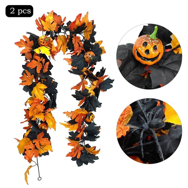 Halloween gresskarrotting flygende heksdekor, lønnebladrotting, hjemmeferiedekorasjon One pack-1m maple leaf-311