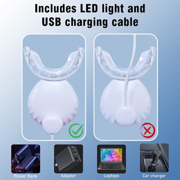 Tandblegningslampe, blåt LED-lys, power boost USB-forbindelse-Dugt