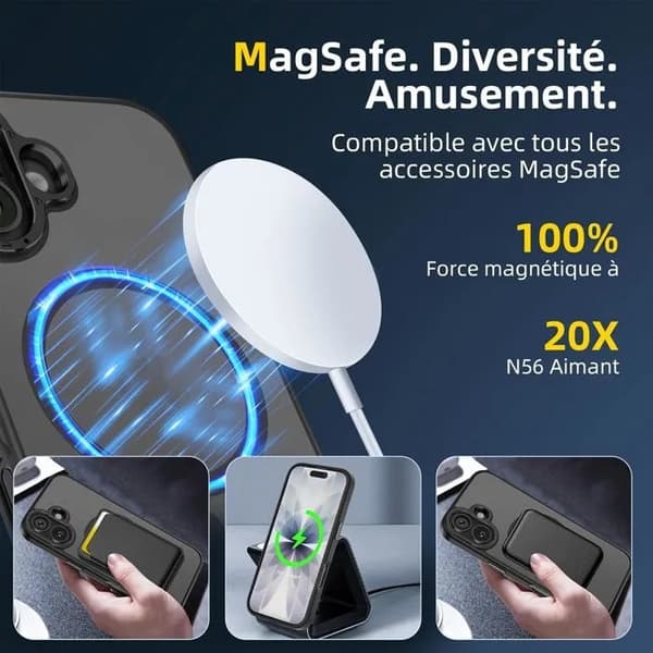 Magnetisk deksel til iPhone 17 6.3\", kompatibel med MagSafe, svart