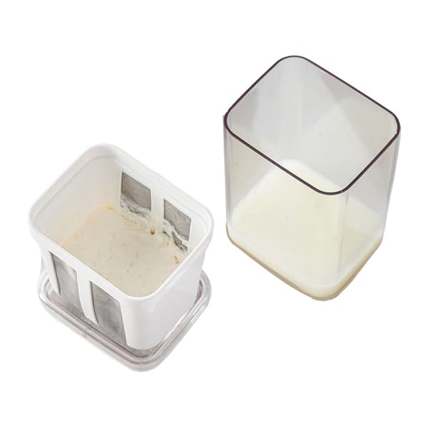 Yoghurtfilter med ekstra finmasket pose, gjennomsiktig lokk, multifunksjonelt ostefilter
