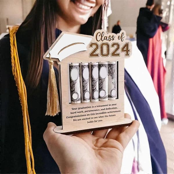 2024 Träplånbok för Examen Examenssäsong Present Träplånbok Black