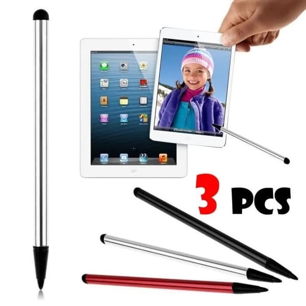 Universal Stylus 3-pack, kompatibel med iPhone iPad Samsung, gummispets, silver svart röd
