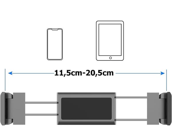 Universal Bil Nakkestøtte Tablet Holder, Justerbar, Sort, til Telefoner & Tablets